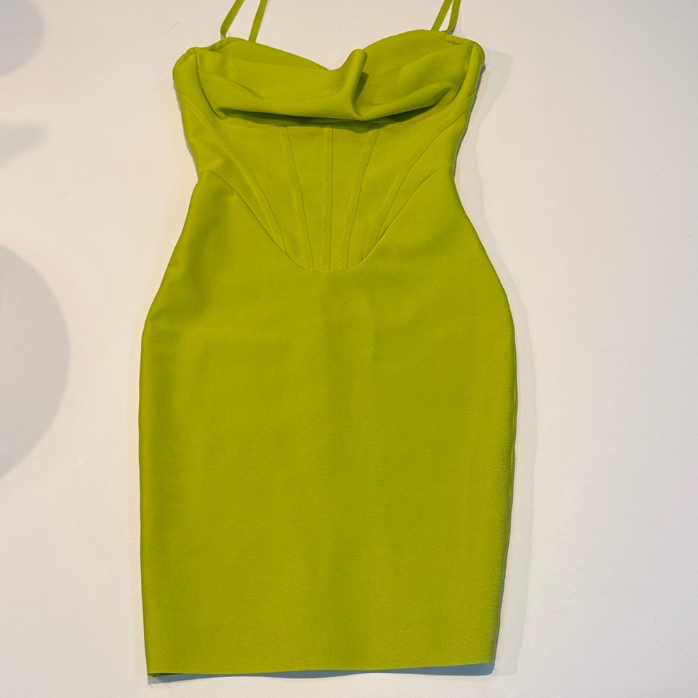 Fashion Nova Strapless Lime Dress